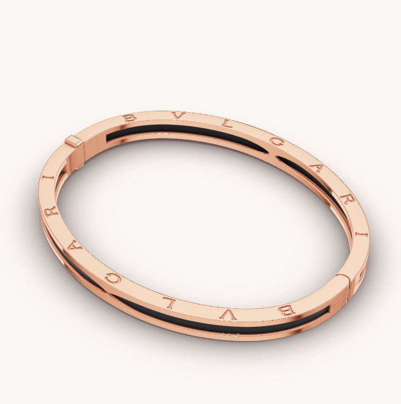 [Clover Jewelrys]ZERO 1 PINK GOLD WITH BLACK CERAMIC BRACELET