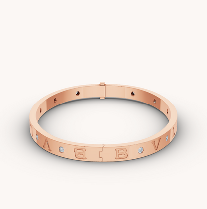 [Clover Jewelrys]ZERO 1 PINK GOLD 12 DIAMONDS BRACELET