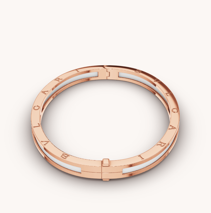 [Clover Jewelrys]ZERO 1 PINK GOLD WITH WHITE CERAMIC BRACELET