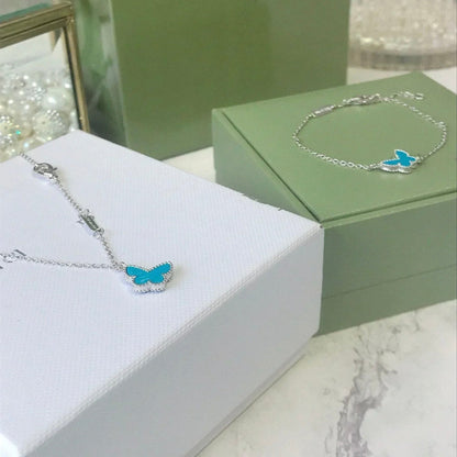 [Clover Jewelrys]BUTTERFLY TURQUOISE BUTTERFLY BRACELET SILVER