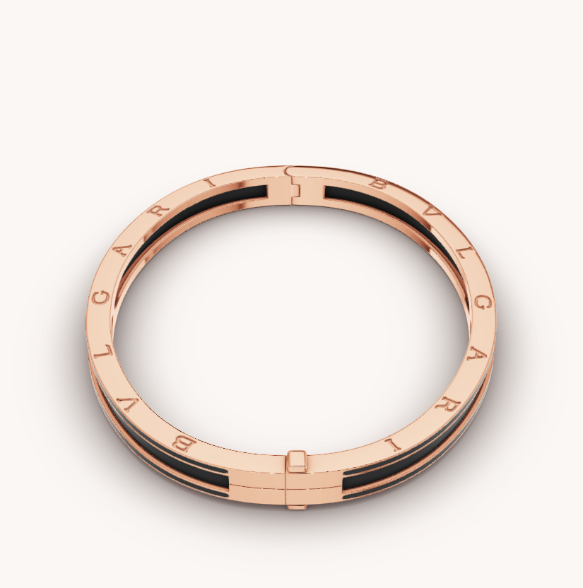 [Clover Jewelrys]ZERO 1 PINK GOLD WITH MATTE BLACK CERAMIC BRACELET