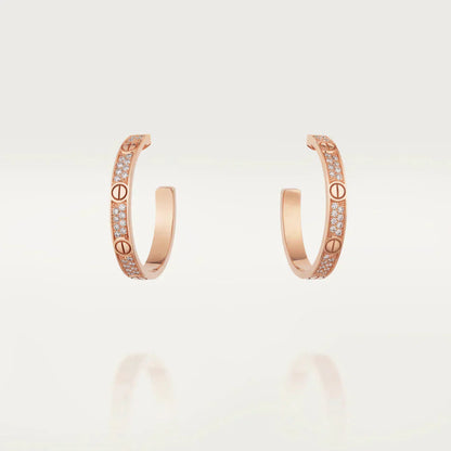 [Clover Jewelrys]LOVE DIAMOND PINK GOLD HOOP EARRINGS