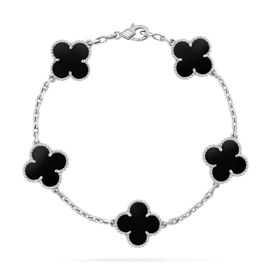 [Clover Jewelrys]CLOVER 5 MOTIF ONYXS  BRACELET SILVER