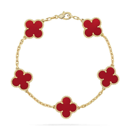 [Clover Jewelrys]CLOVER 5 MOTIFS RED AGATE  BRACELET