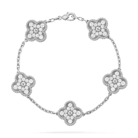 [Clover Jewelrys]CLOVER 5 MOTIFS  DIAMOND BRACELET SILVER