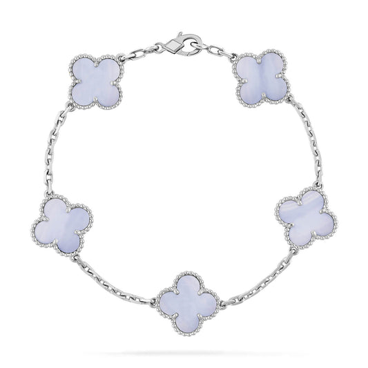 [Clover Jewelrys]CLOVER  5 MOTIF PURPLE CHALCEDONY BRACELET SILVER