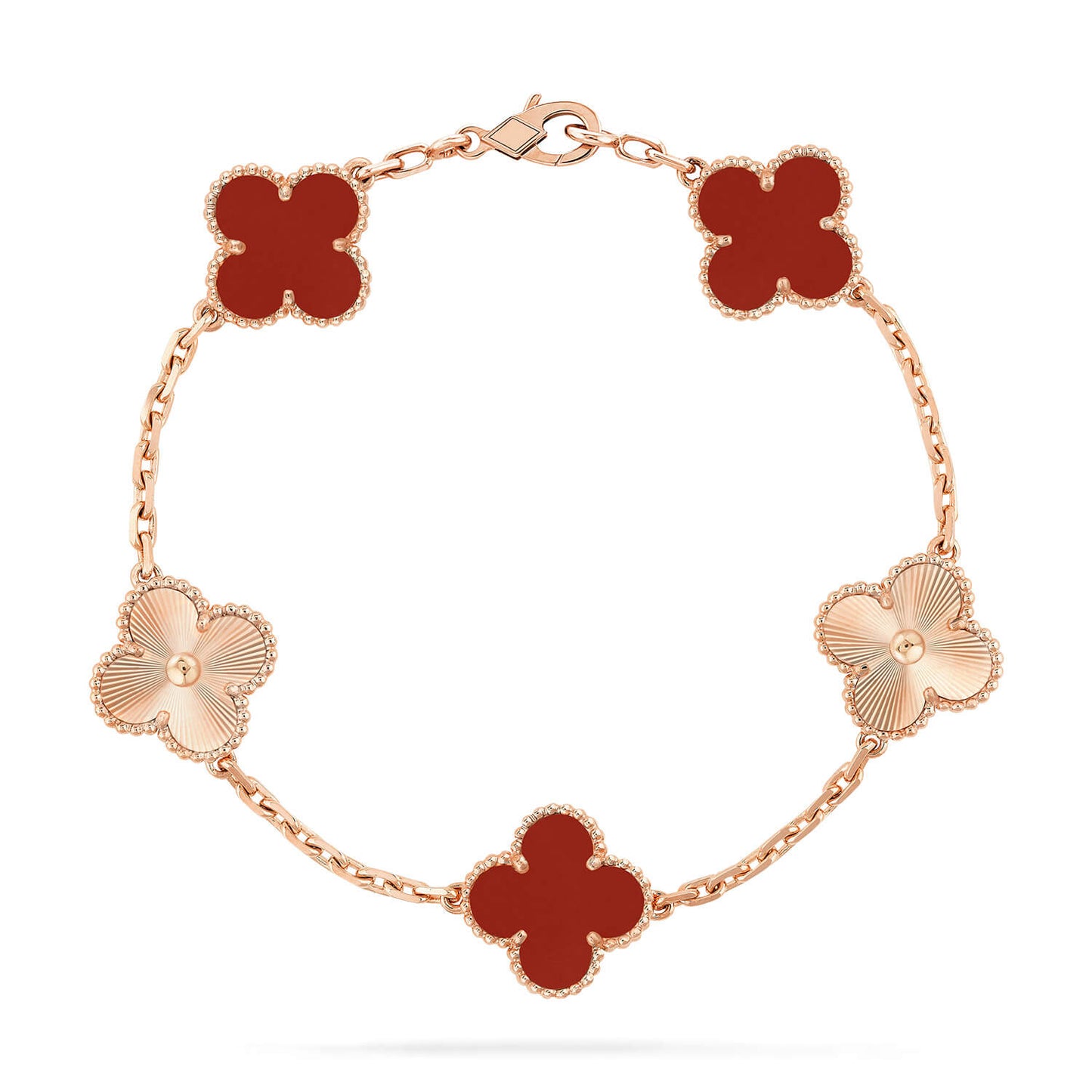 [Clover Jewelrys]CLOVER  5 MOTIFS CARNELIAN GOLD BRACELET