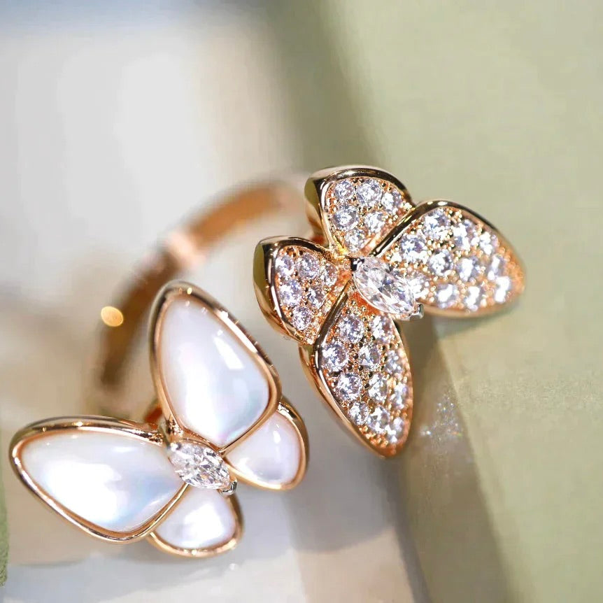 [Clover Jewelrys]TWIN BUTTERFLY DIAMOND MOP RING