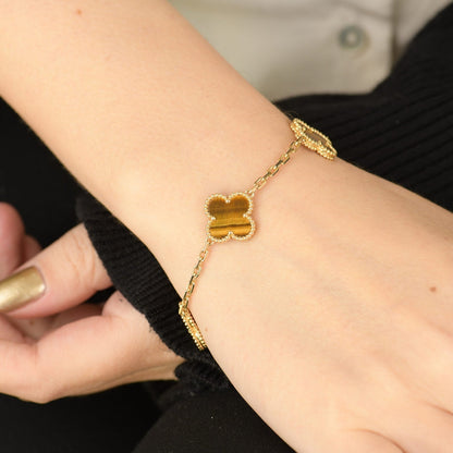 [Clover Jewelrys]CLOVER  5 MOTIFS TIGER EYE BRACELET