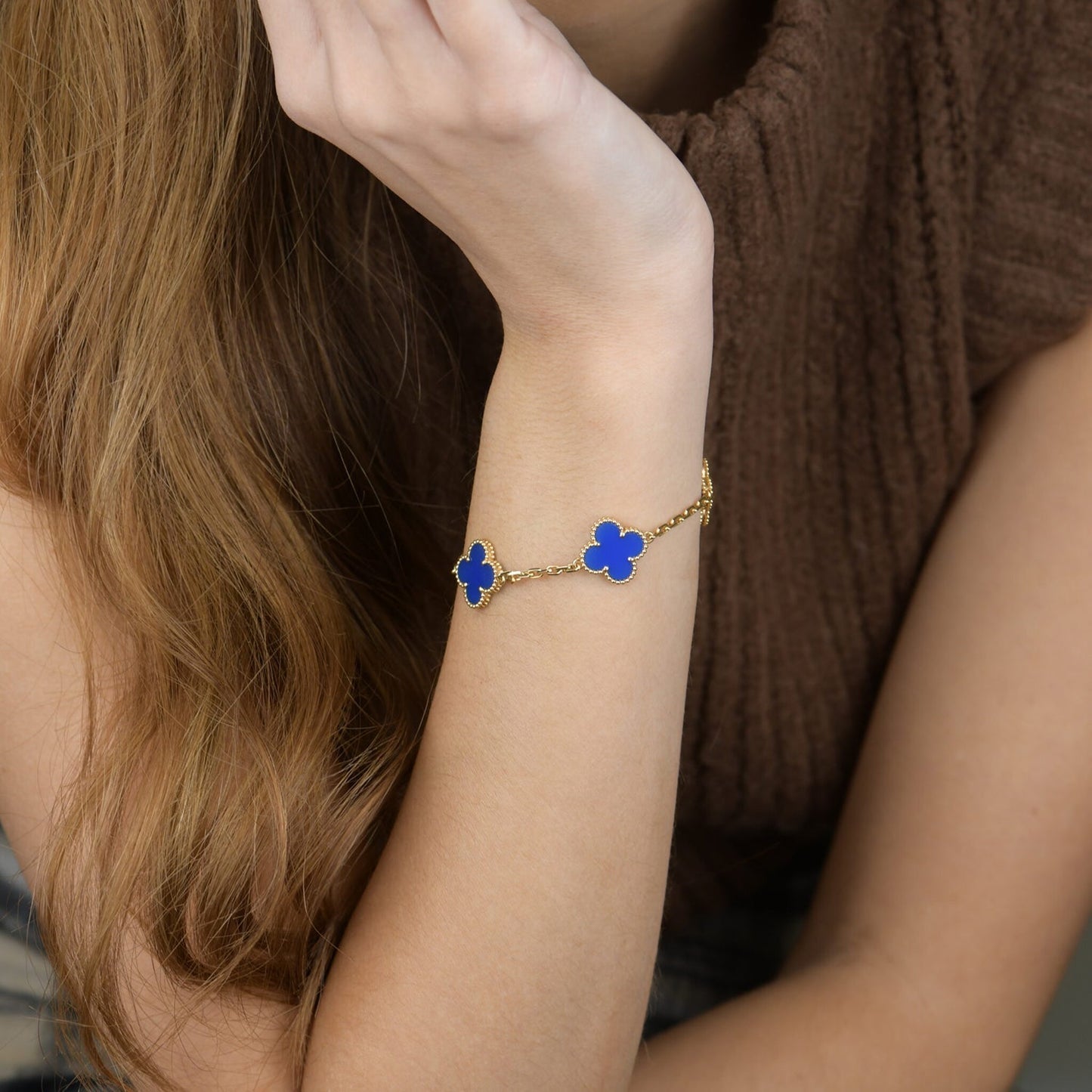 [Clover Jewelrys]CLOVER 5 MOTIFS BLUE AGATE BRACELET