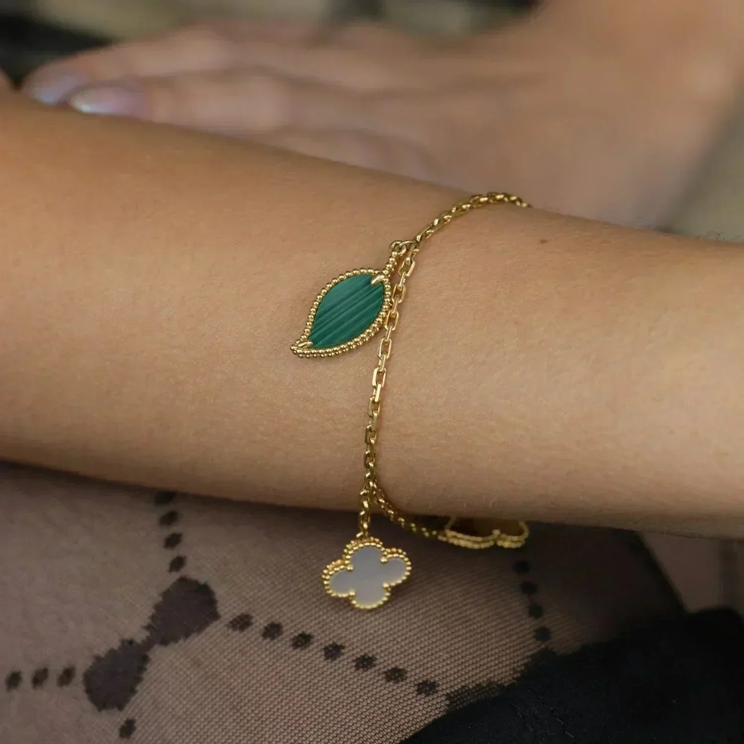 [Clover Jewelrys]LUCKY SPRING 5 MOTIF GOLD BRACELET