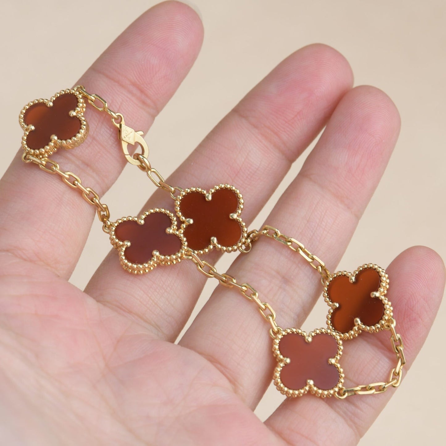 [Clover Jewelrys]CLOVER 5 MOTIFS RED AGATE  BRACELET