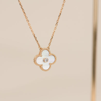 [Clover Jewelrys]CLOVER 15MM DIAMOND WHITE FRITILLARIA NECKLACE