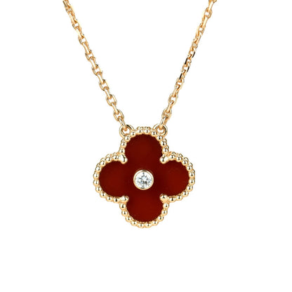 [Clover Jewelrys]CLOVER 15MM DIAMOND CARNELIAN NECKLACE