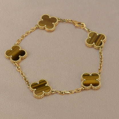 [Clover Jewelrys]CLOVER  5 MOTIFS TIGER EYE BRACELET