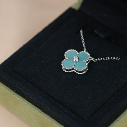 [Clover Jewelrys]CLOVER 15MM DIAMOND SVRES PORCELAIN  NECKLACE SILVER