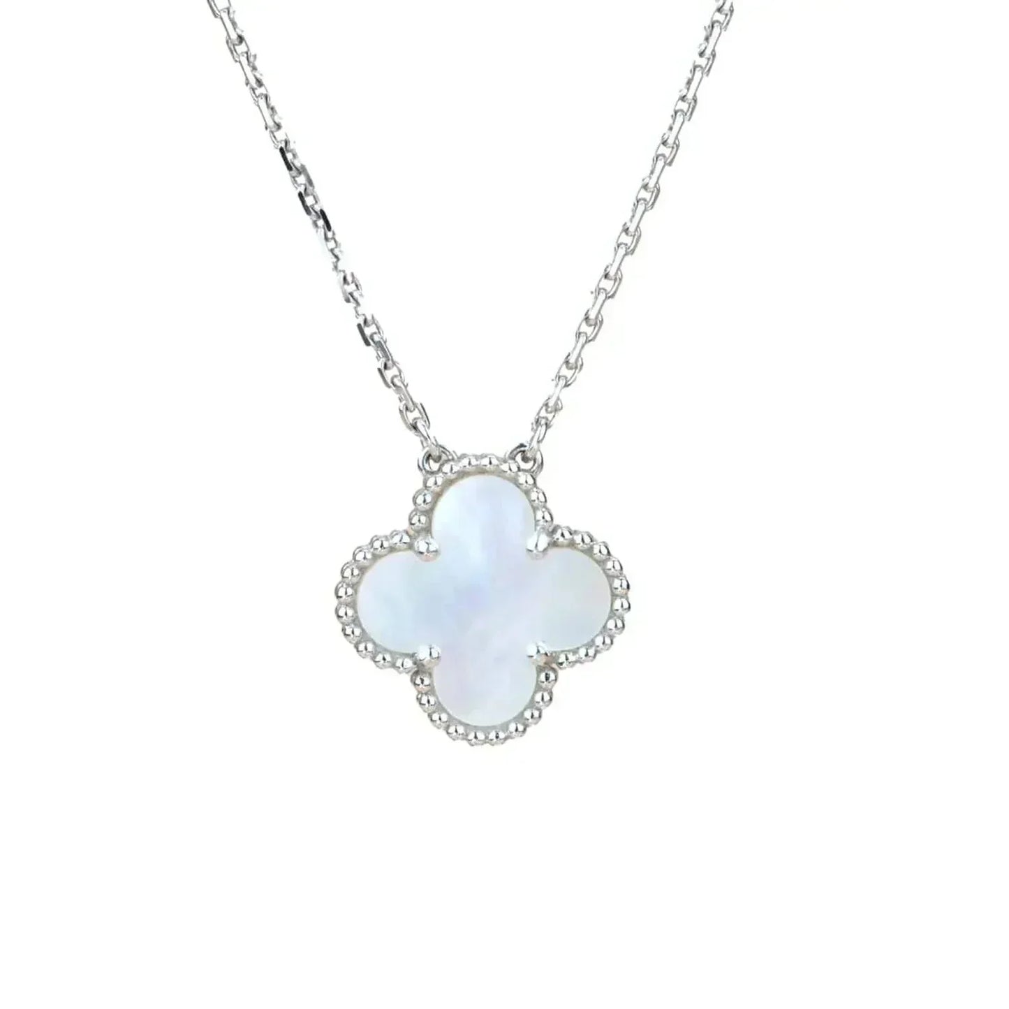 [Clover Jewelrys]CLOVER  15MM WHITE MOTHER-OF-PEARL SILVER