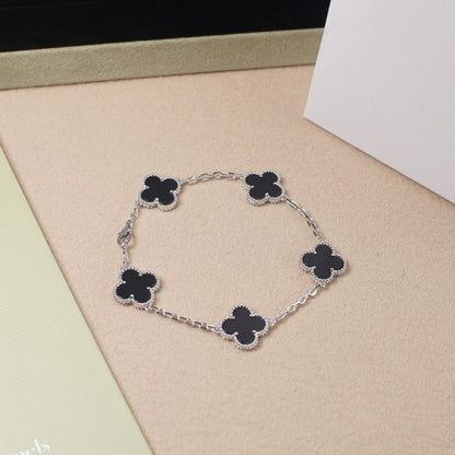 [Clover Jewelrys]CLOVER 5 MOTIF ONYXS  BRACELET SILVER