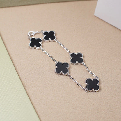 [Clover Jewelrys]CLOVER 5 MOTIF ONYXS  BRACELET SILVER