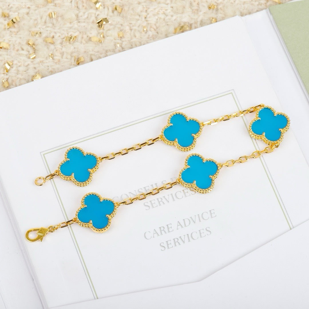 [Clover Jewelrys]CLOVER 5 MOTIFS TURQUOISE BRACELET