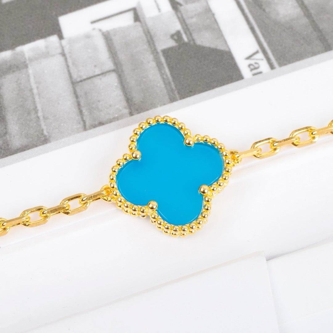 [Clover Jewelrys]CLOVER 5 MOTIFS TURQUOISE BRACELET