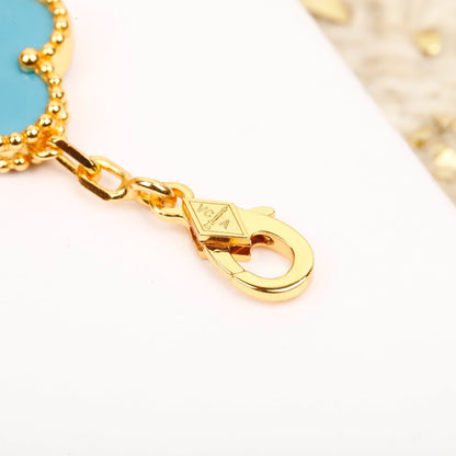 [Clover Jewelrys]CLOVER 5 MOTIF TURQUOISE DIAMOND GOLD BRACELET