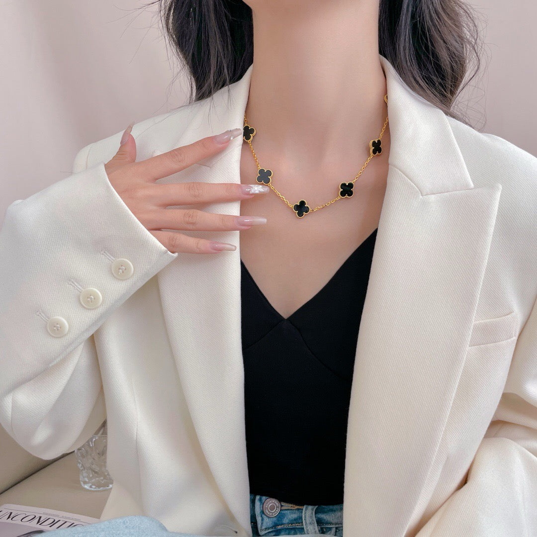 [Clover Jewelrys]CLOVER 10 MOTIFS ONYX NECKLACE