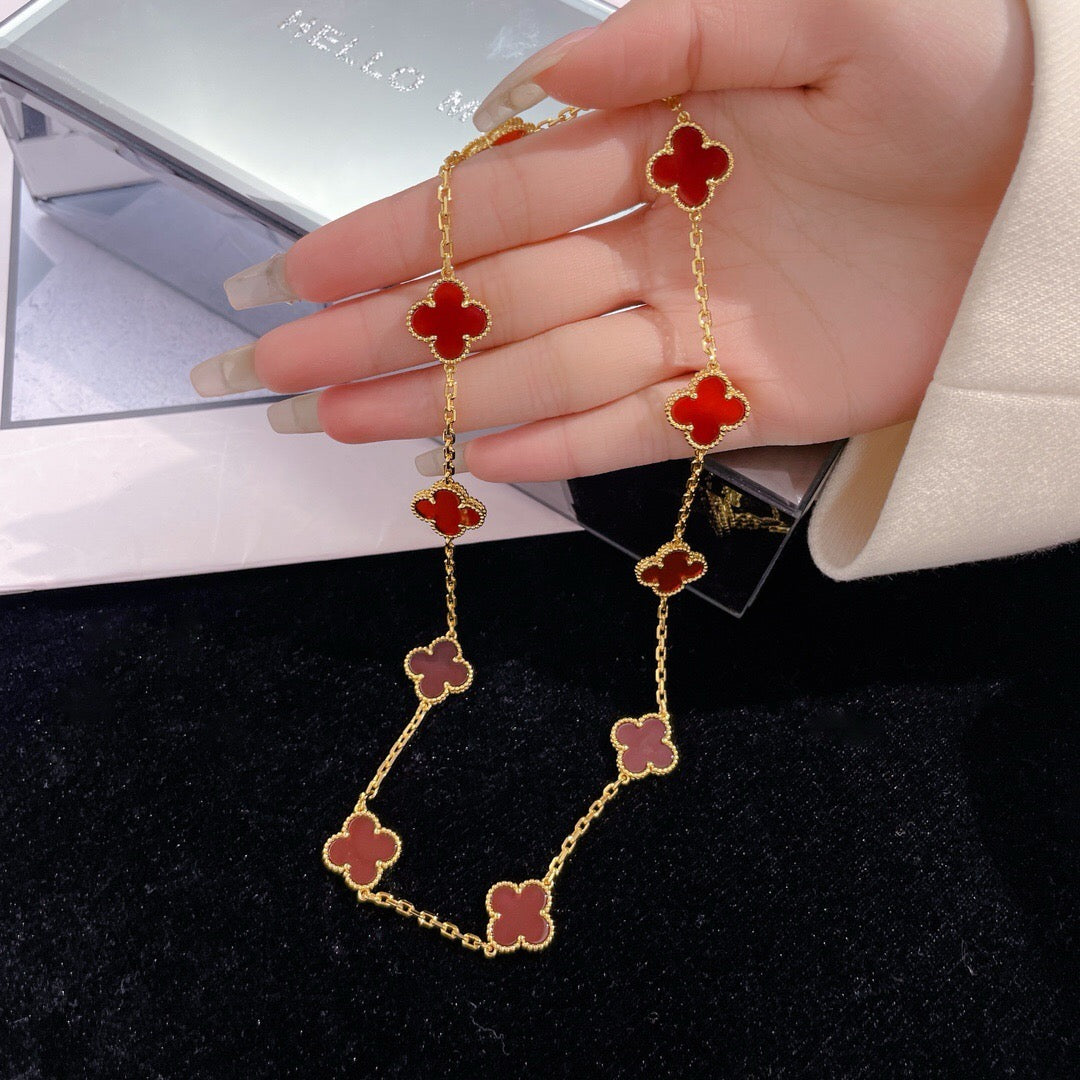 [Clover Jewelrys]CLOVER 10 MOTIFS CARNELIAN NECKLACE