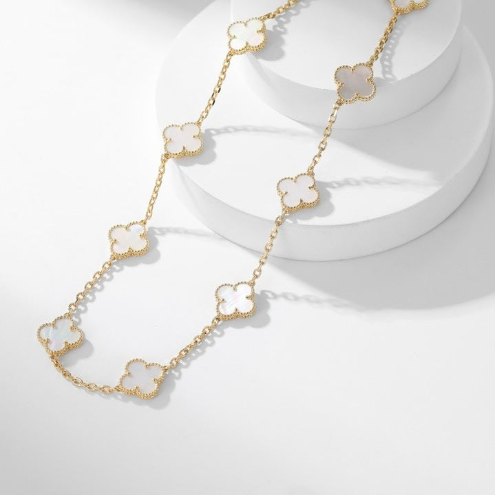 [Clover Jewelrys]CLOVER 10 MOTIFS WHITE MOTHER OF PEARL NECKLACE