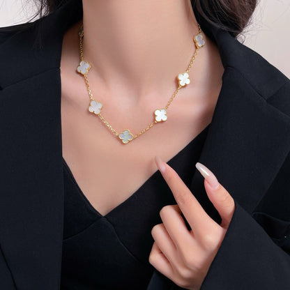 [Clover Jewelrys]CLOVER 10 MOTIFS WHITE MOTHER OF PEARL NECKLACE