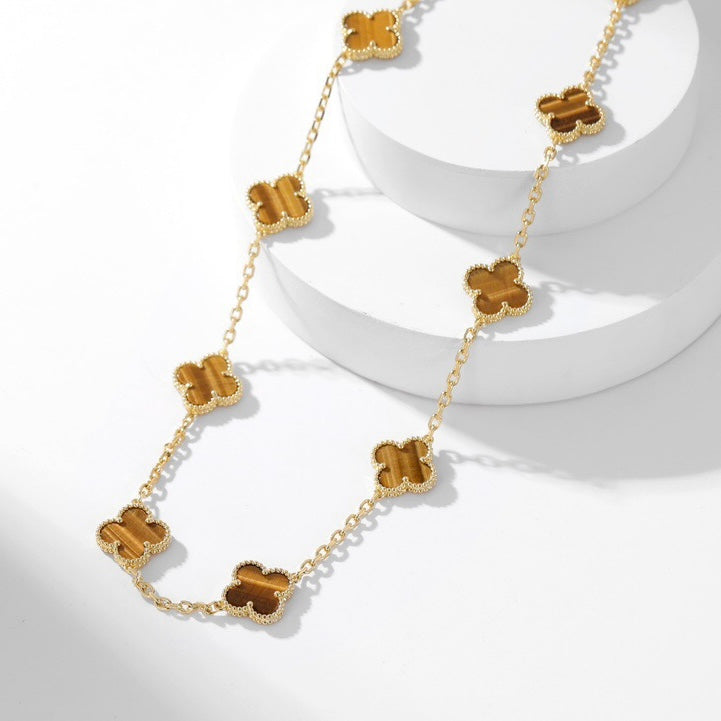 [Clover Jewelrys]CLOVER 10 MOTIFS TIGER EYE NECKLACE