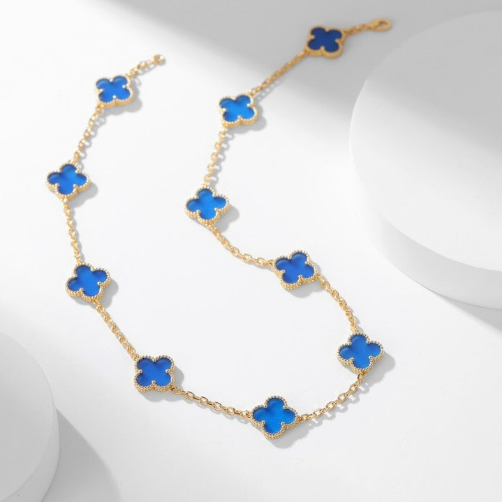 [Clover Jewelrys]CLOVER 10 MOTIFS BLUE AGATE NECKLACE