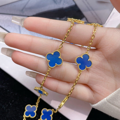 [Clover Jewelrys]CLOVER 10 MOTIFS BLUE AGATE NECKLACE