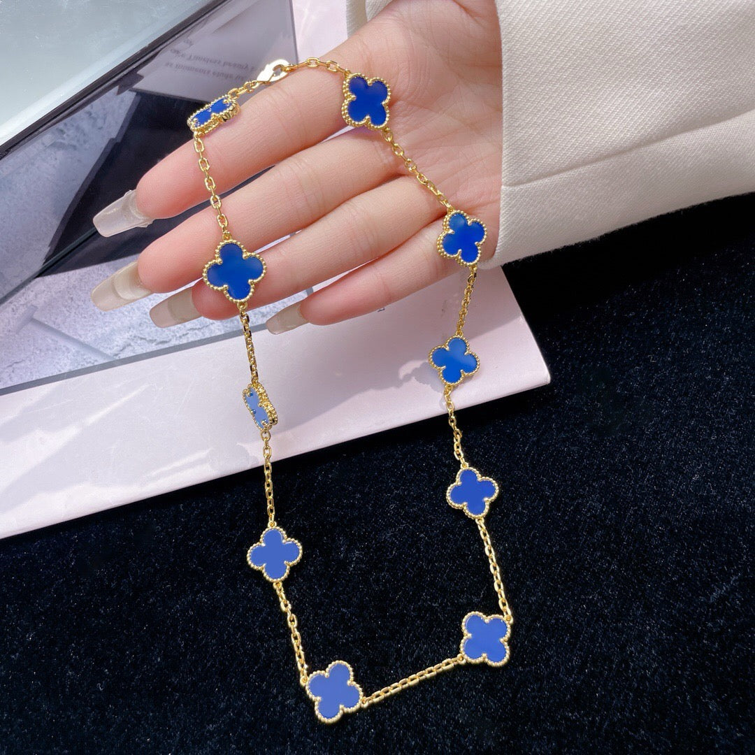 [Clover Jewelrys]CLOVER 10 MOTIFS BLUE AGATE NECKLACE