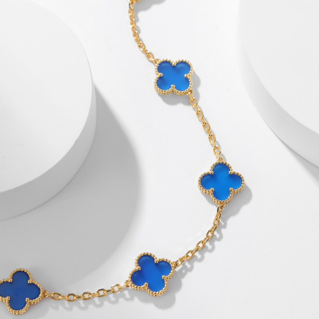 [Clover Jewelrys]CLOVER 10 MOTIFS BLUE AGATE NECKLACE