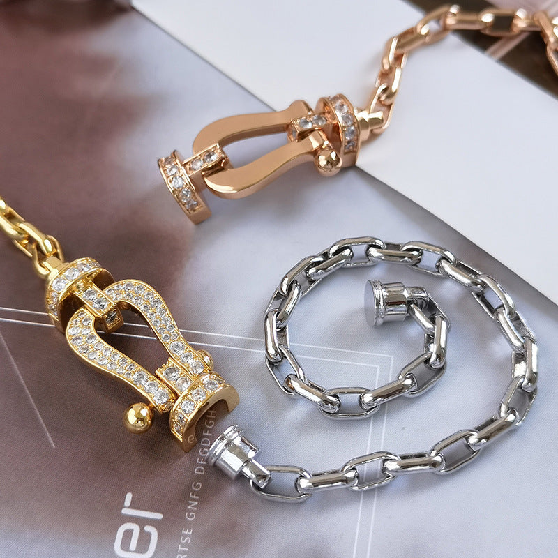 [Clover Jewelrys]FORCE LARGE HORSESHOE CLASP  METAL BRACELET