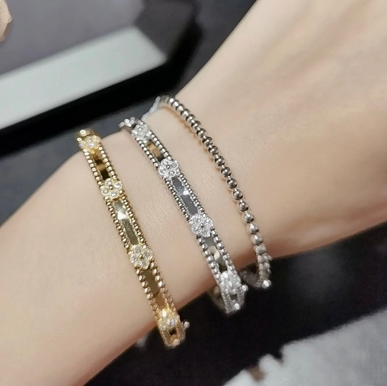 [Clover Jewelrys]CLOVER BRACELET 4MM DIAMONDS