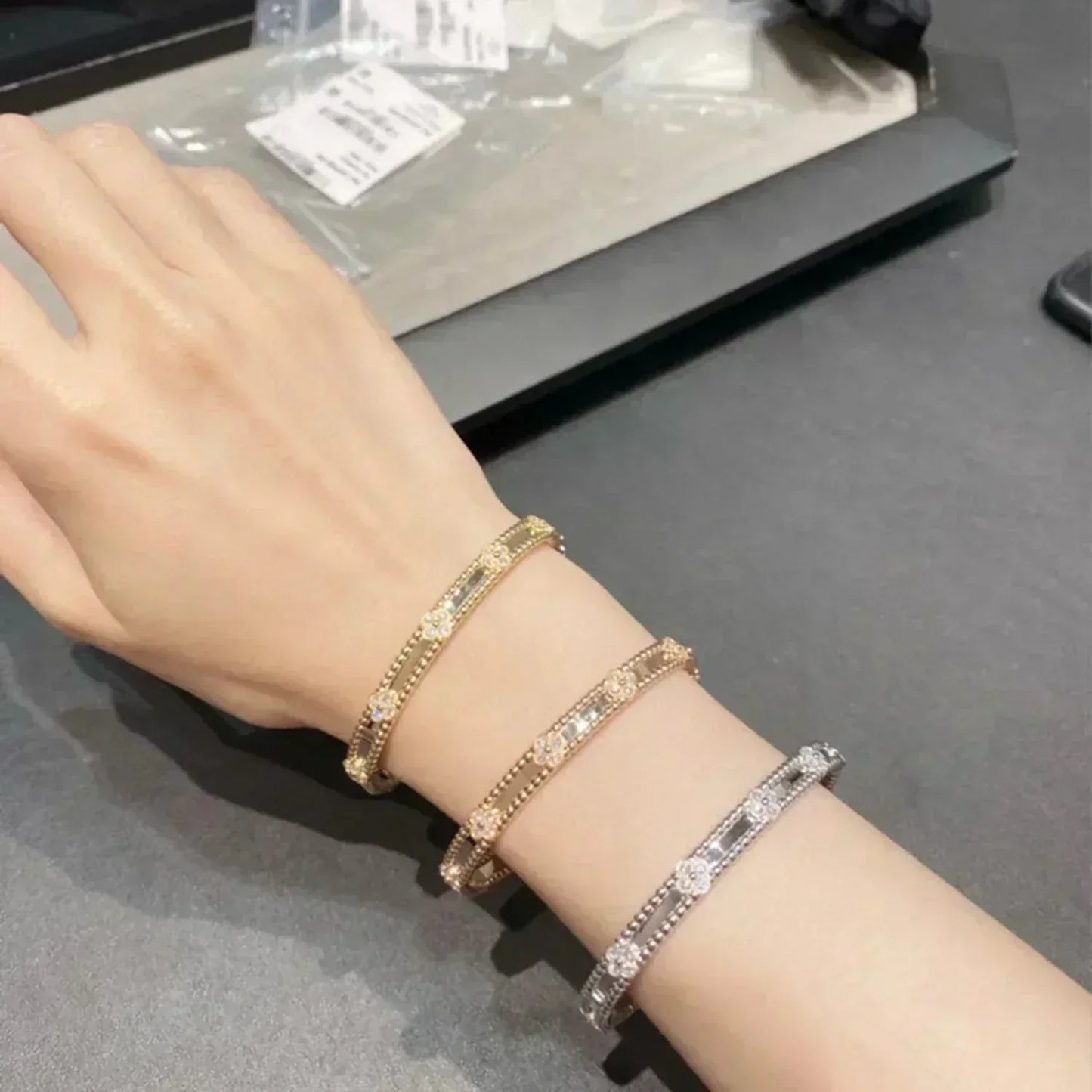 [Clover Jewelrys]CLOVER BRACELET 4MM DIAMONDS