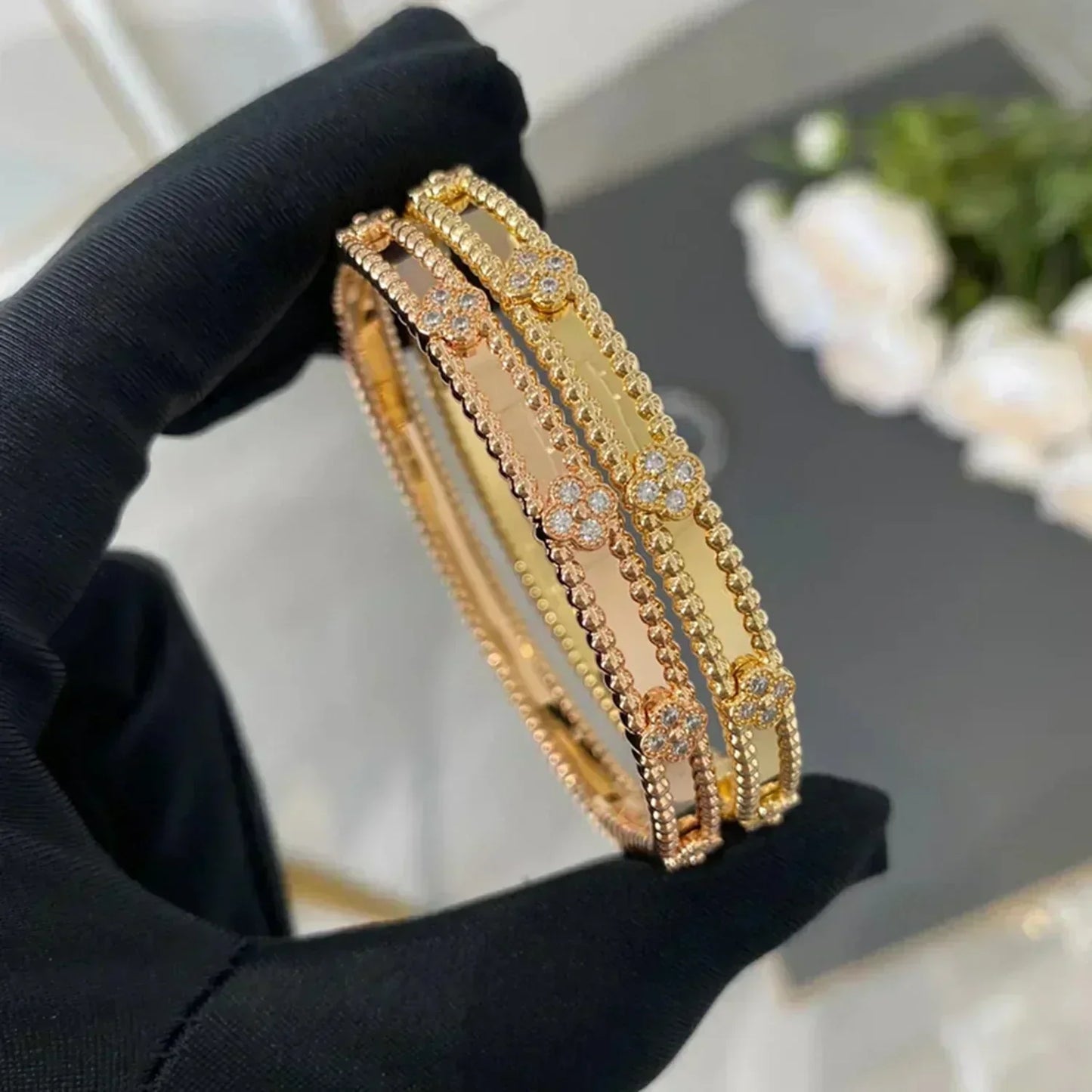 [Clover Jewelrys]CLOVER BRACELET 4MM DIAMONDS