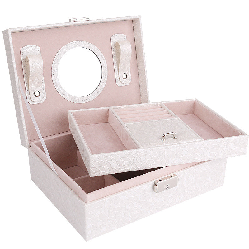 EXQUISITE PU LEATHER JEWELRY BOX WITH LOCK