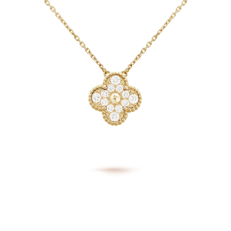 [Clover Jewelrys]CLOVER 15MM DIAMOND SINGLE FLOWER NECKLACE