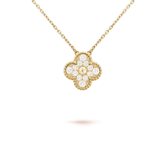 [Clover Jewelrys]CLOVER 15MM DIAMOND SINGLE FLOWER NECKLACE