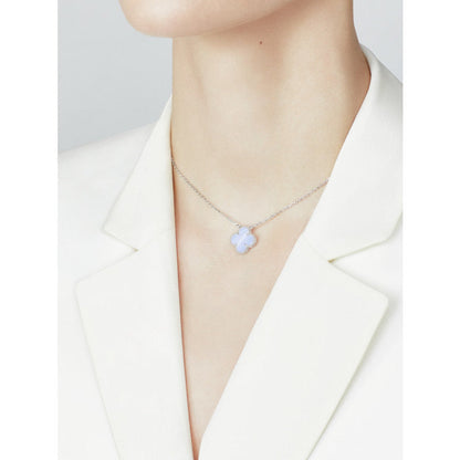 [Clover Jewelrys]CLOVER 15MM BLUE CHALCEDONY NECKLACE SILVER