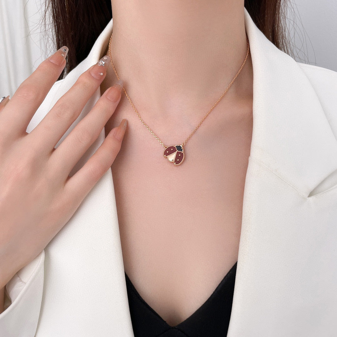 [Clover Jewelrys]LUCKY  CARNELIANS LADYBUG NECKLACE