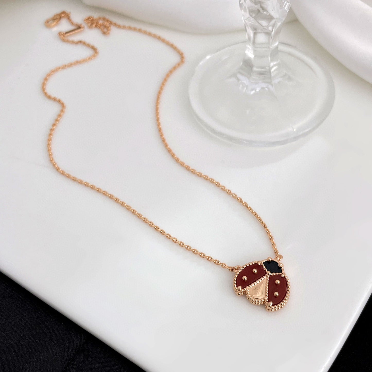 [Clover Jewelrys]LUCKY  CARNELIANS LADYBUG NECKLACE