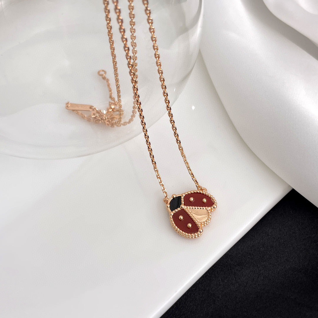 [Clover Jewelrys]LUCKY  CARNELIANS LADYBUG NECKLACE