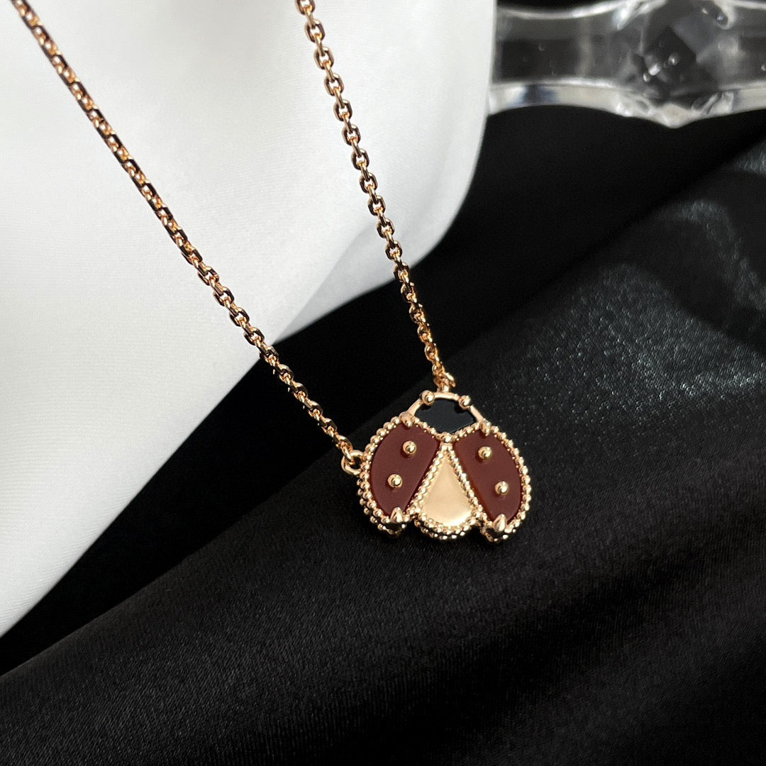 [Clover Jewelrys]LUCKY  CARNELIANS LADYBUG NECKLACE