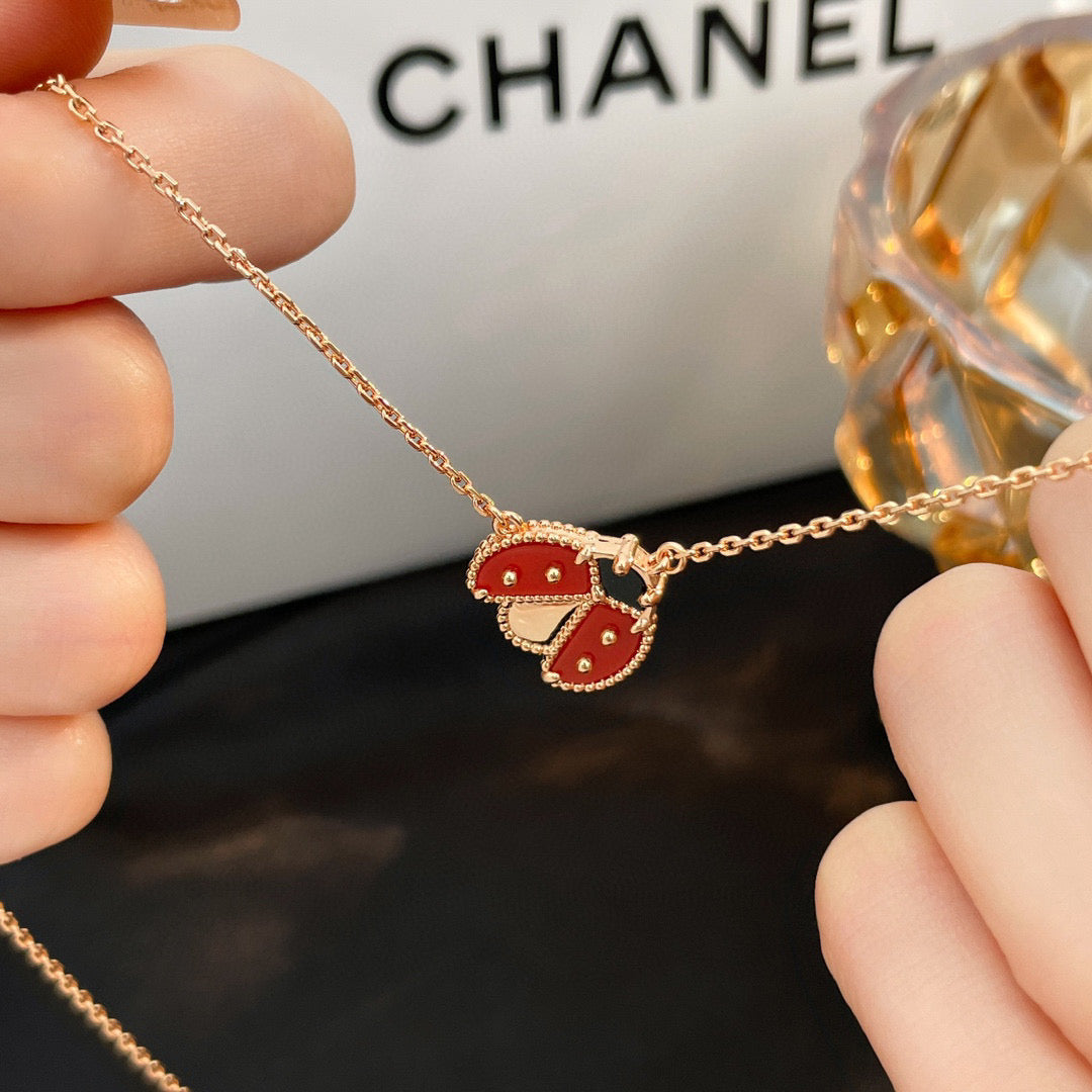 [Clover Jewelrys]LUCKY  CARNELIANS LADYBUG NECKLACE