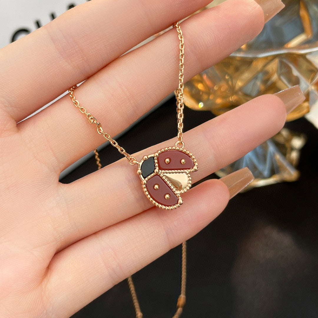 [Clover Jewelrys]LUCKY  CARNELIANS LADYBUG NECKLACE