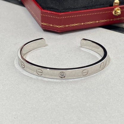 [Clover Jewelrys]LOVE BRACELET 6.1MM 1 DIAMOND OPEN CUFF